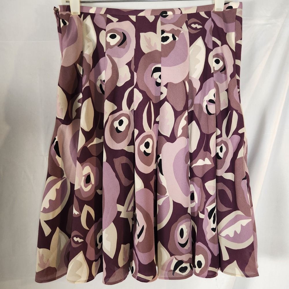 Ann Taylor Loft Floral Pleated Swing Skirt Preppy Size 6 - Picture 4 of 14